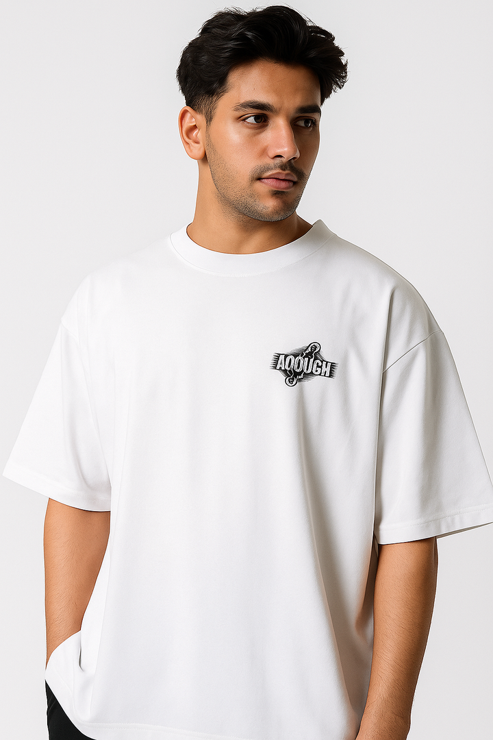 Aoouch Plain White  DropShoulder Shirt