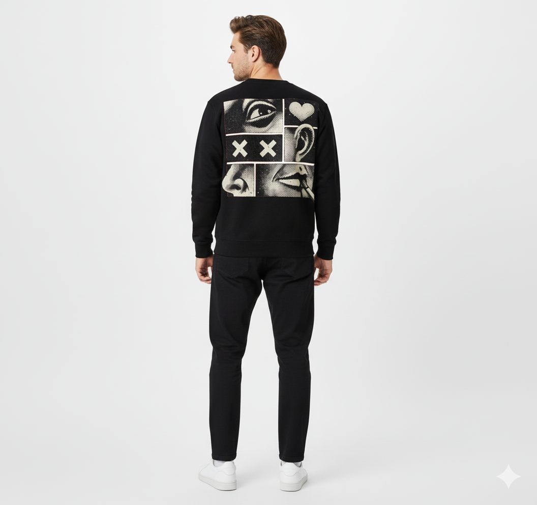 Monochrome Expression Grid Sweatshirt