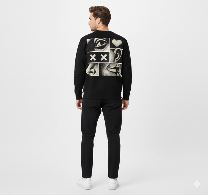 Monochrome Expression Grid Sweatshirt