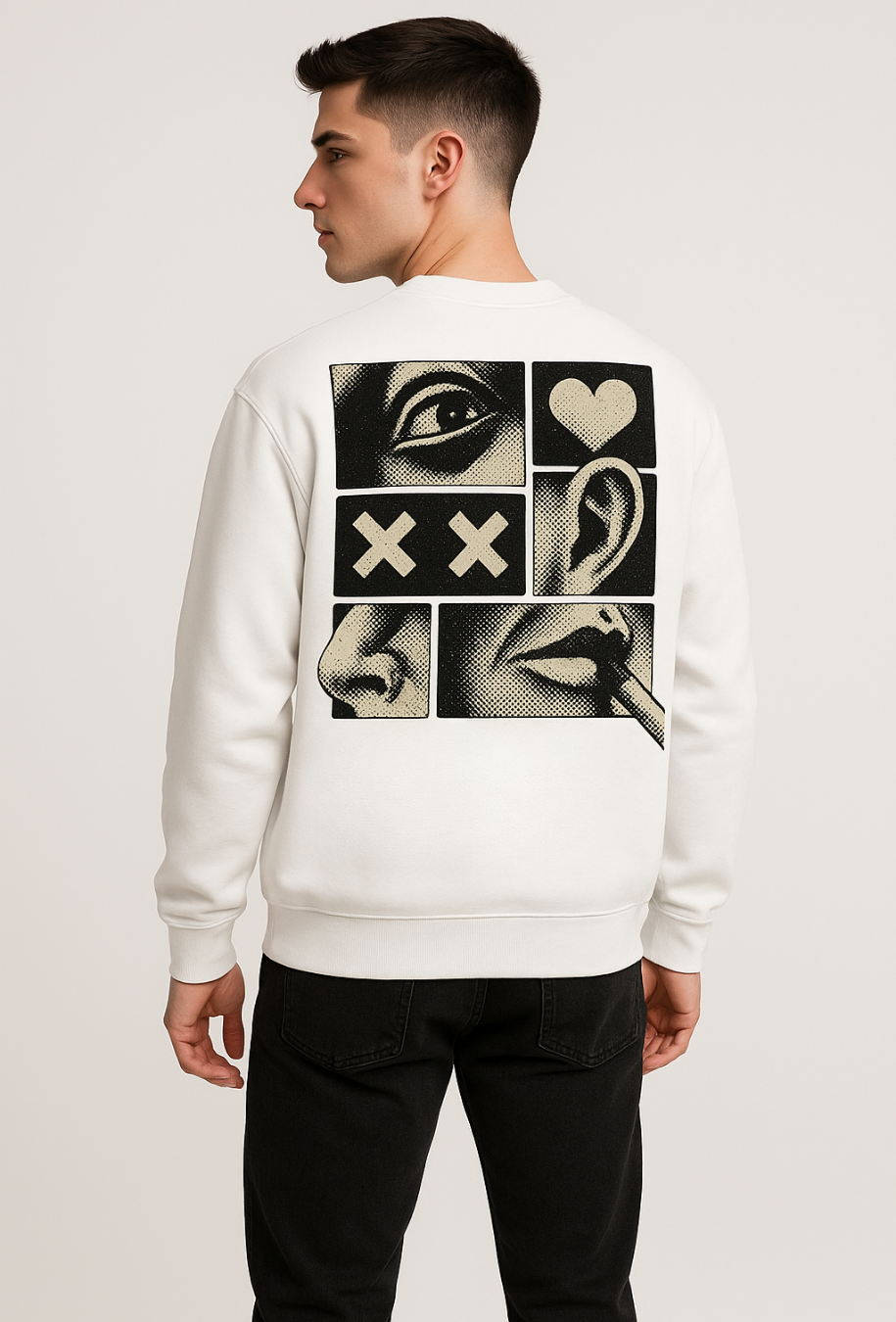 Monochrome Expression Grid Sweatshirt