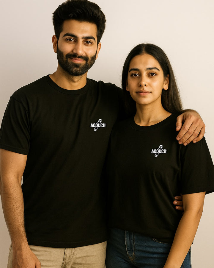 Aoouch Plain Black Couple Shirts